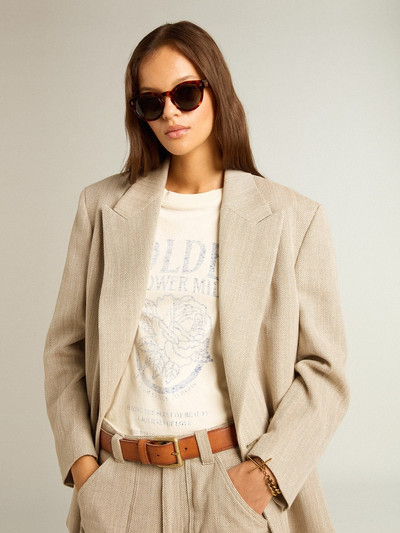 Golden Goose Women’s beige double-breasted blazer with button fastening outlook