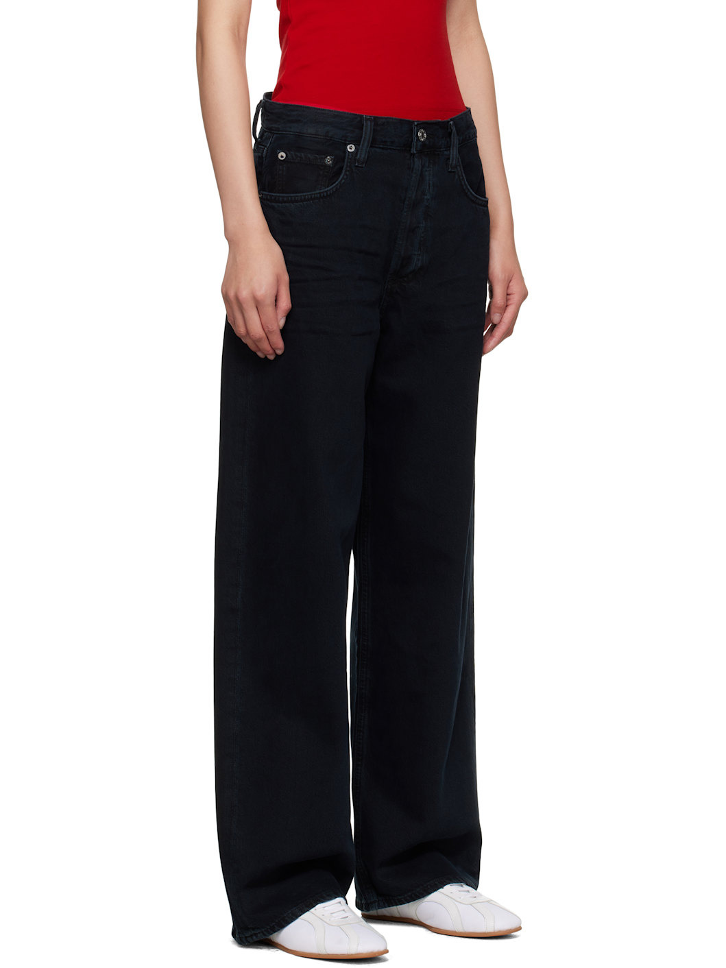 Black Low Slung Baggy 30.5" Jeans - 2