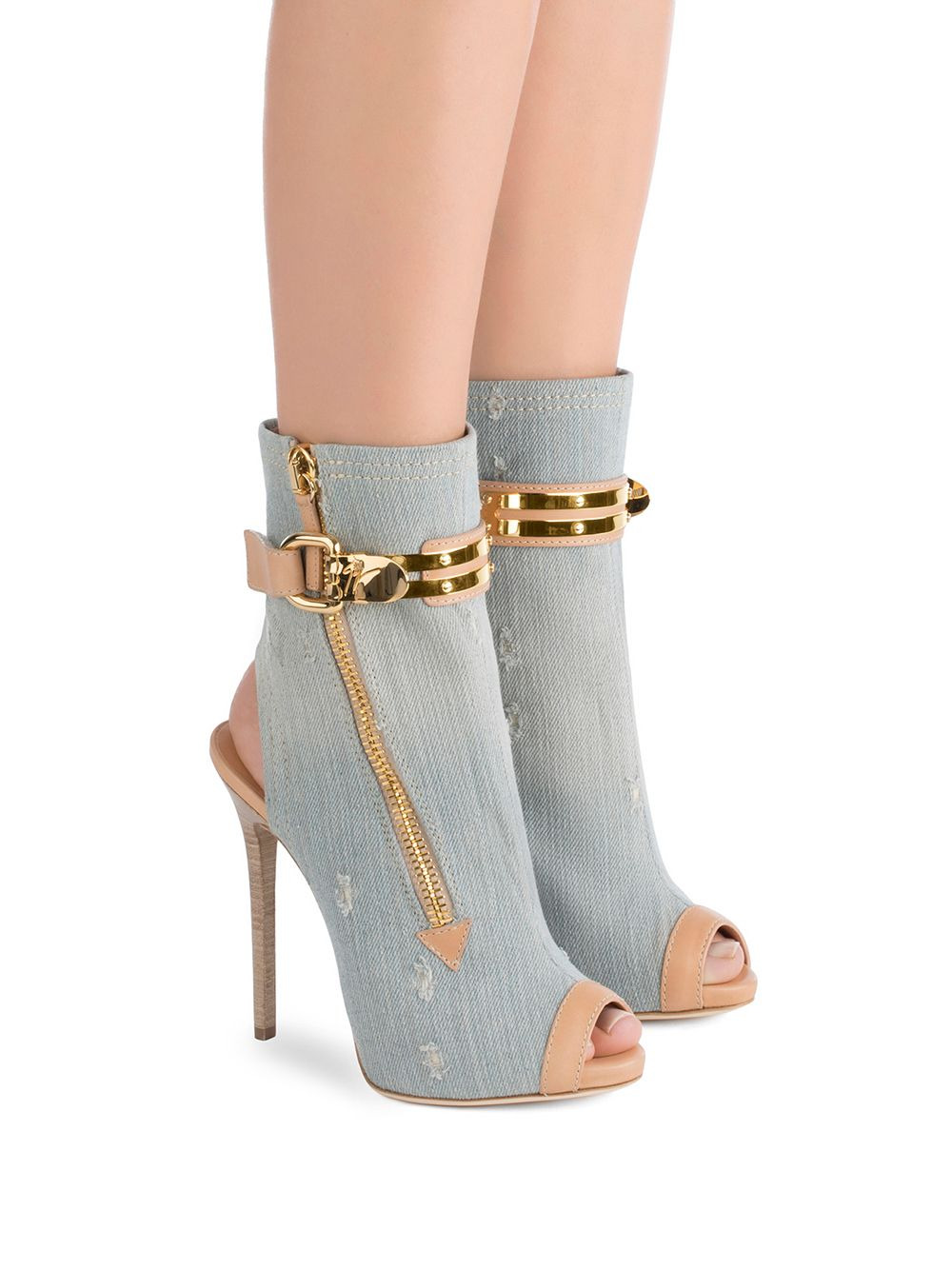Roxie distressed-effect denim ankle boots - 4