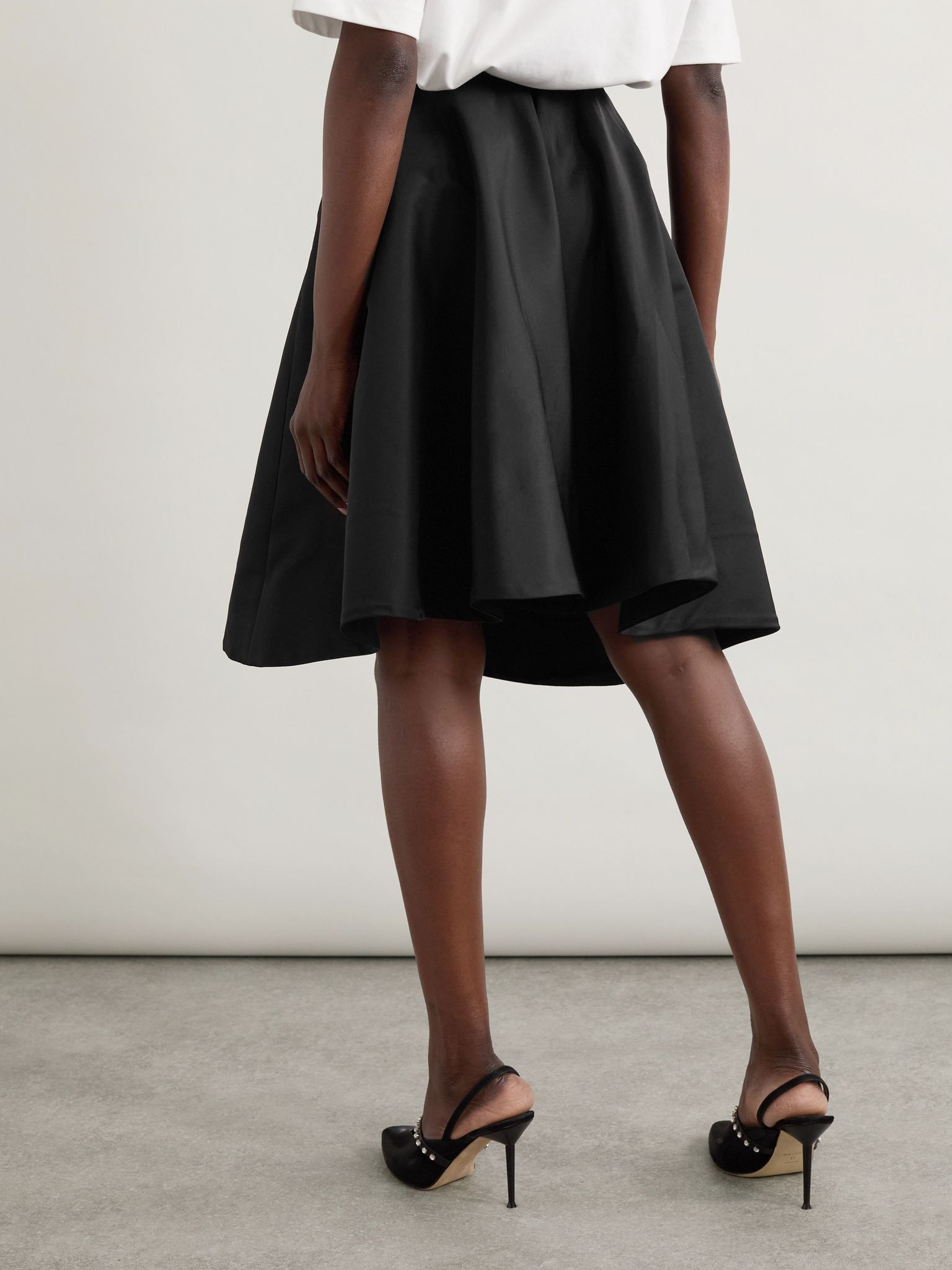 Satin midi skirt Black - 4