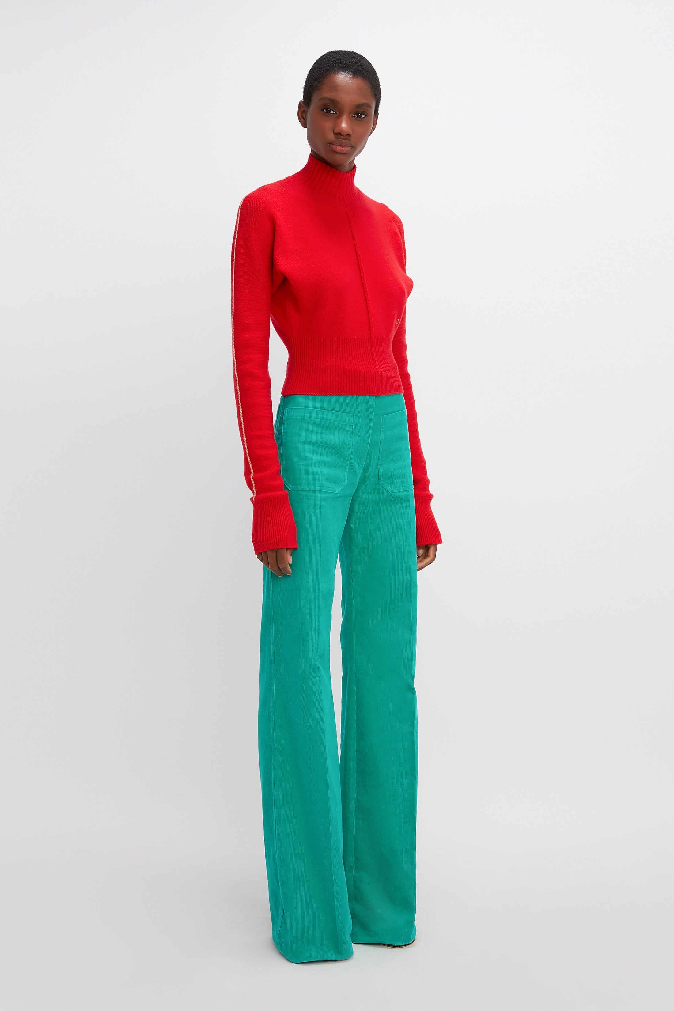Alina Corduroy Trouser in Turquoise - 3