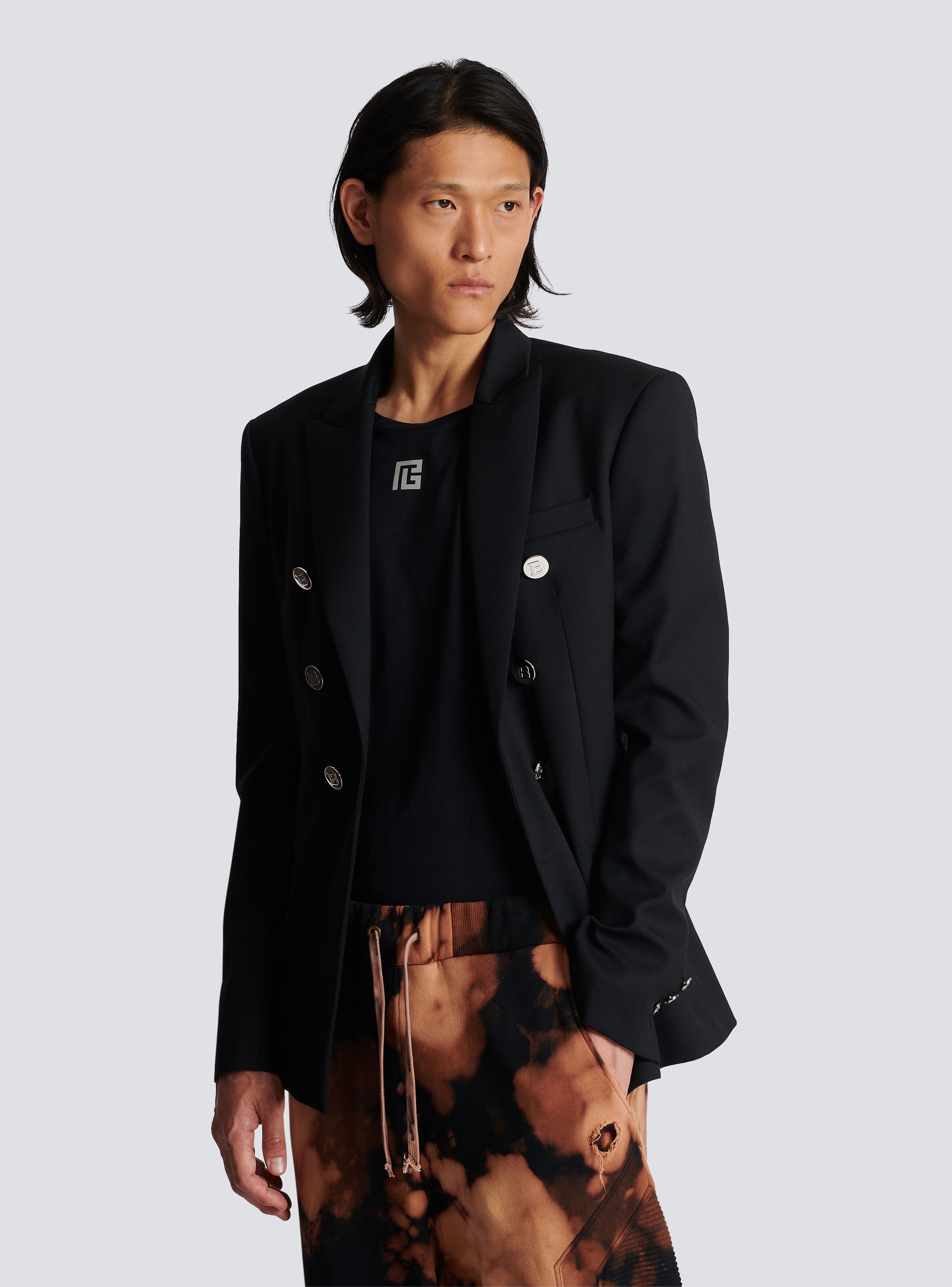 Double-breasted wool blazer - 6