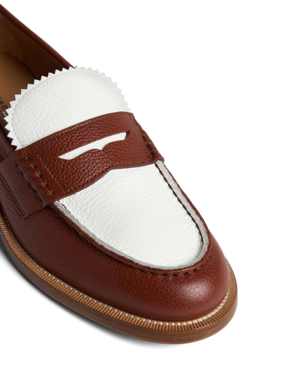 colour-block leather loafers - 5