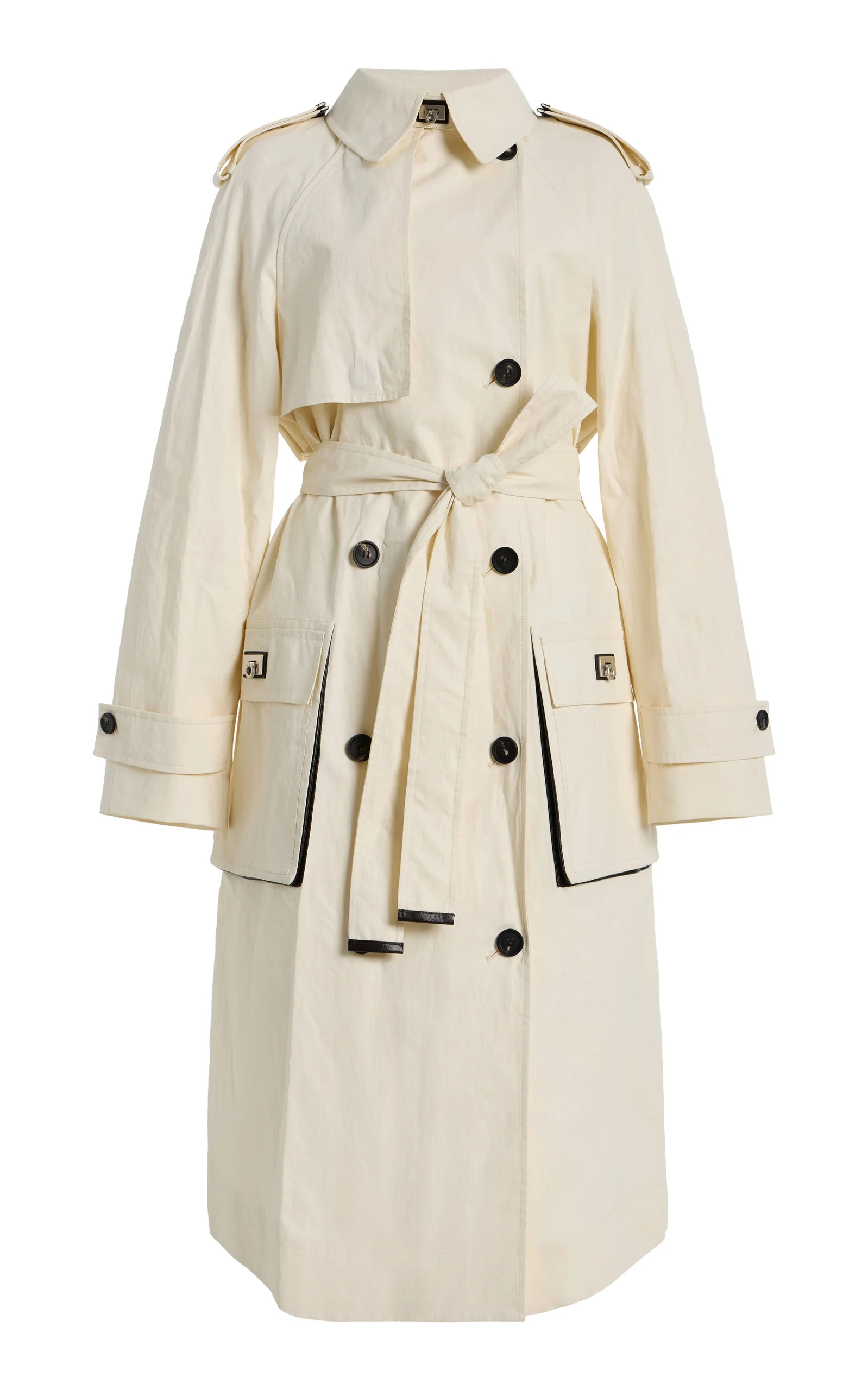 Coated Linen Trench Coat white - 1