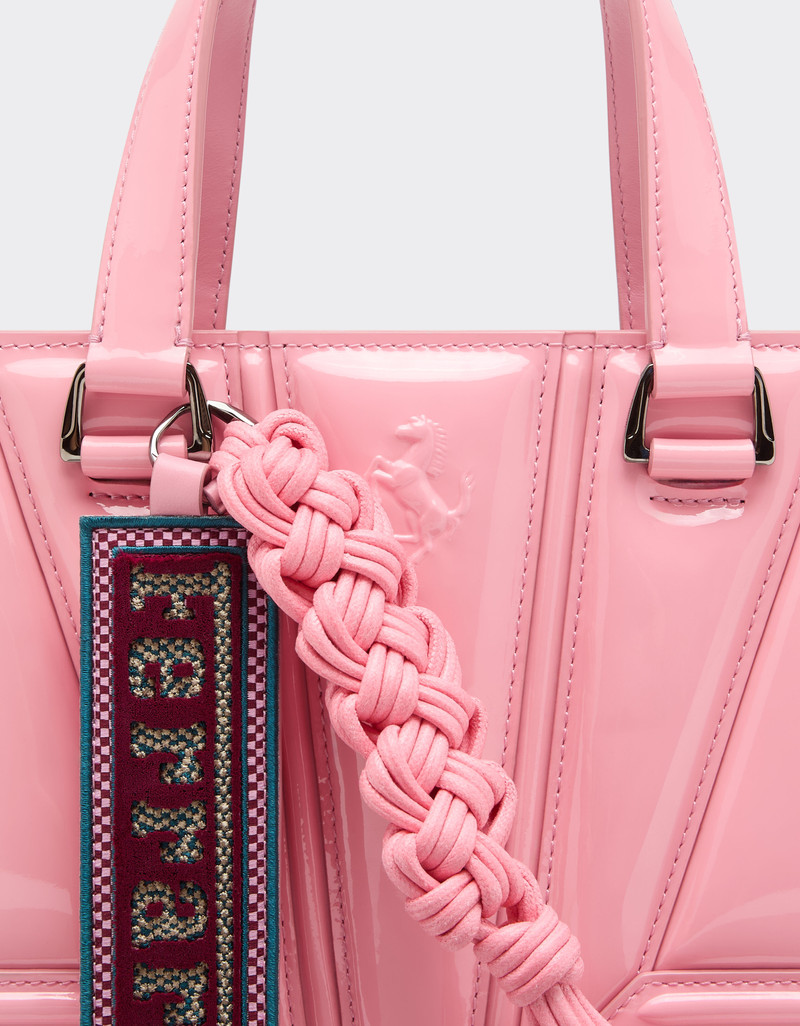 Reconditioned by Ferrari GT mini tote bag in patent leather with scoubidou detail 6