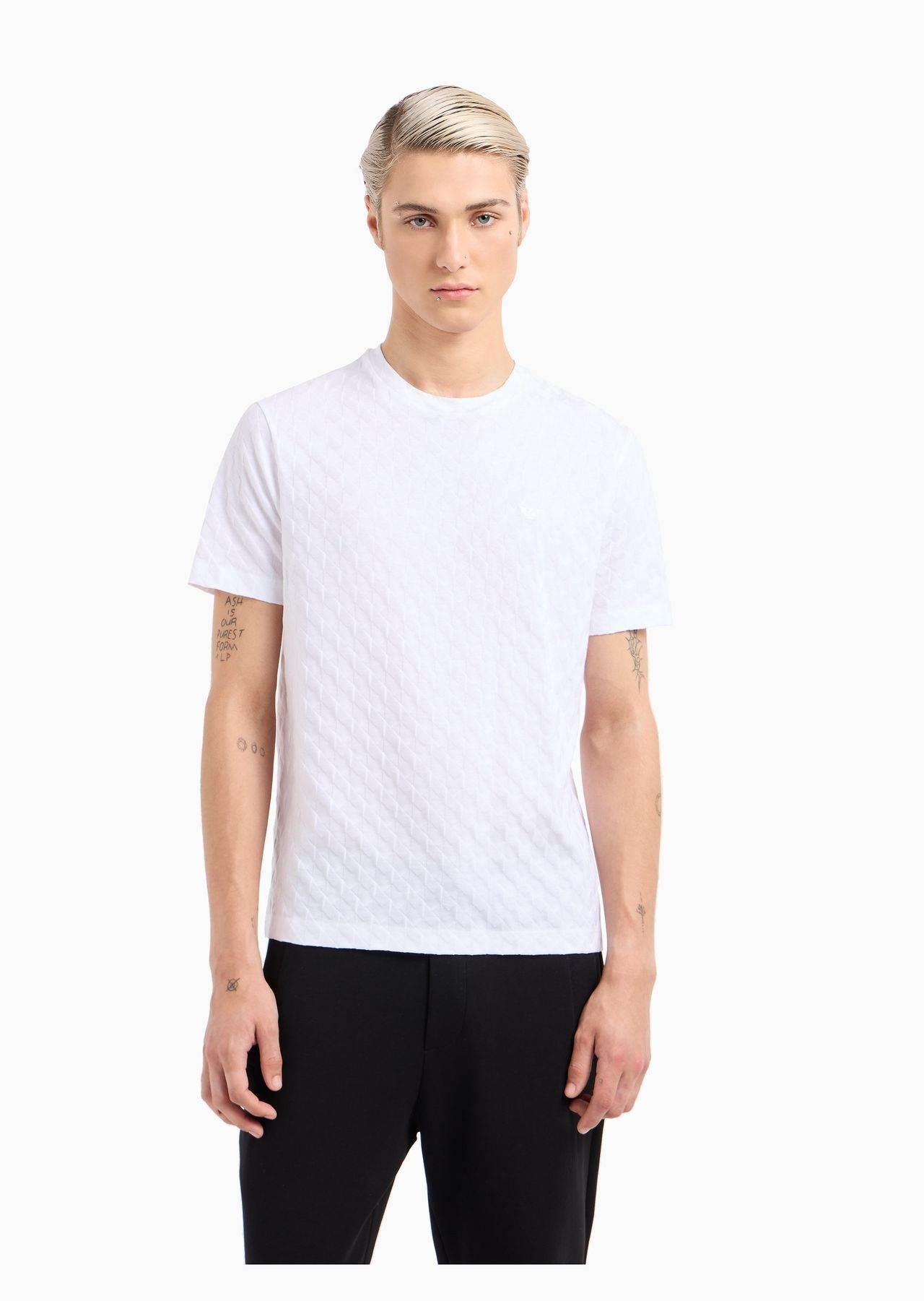 Jacquard jersey T-shirt with op-art motif - 2