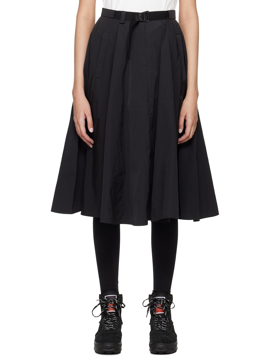 Black Belted Midi Skirt - 1
