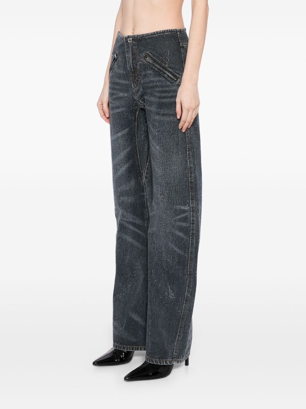 rhinestone-embellished jeans - 3