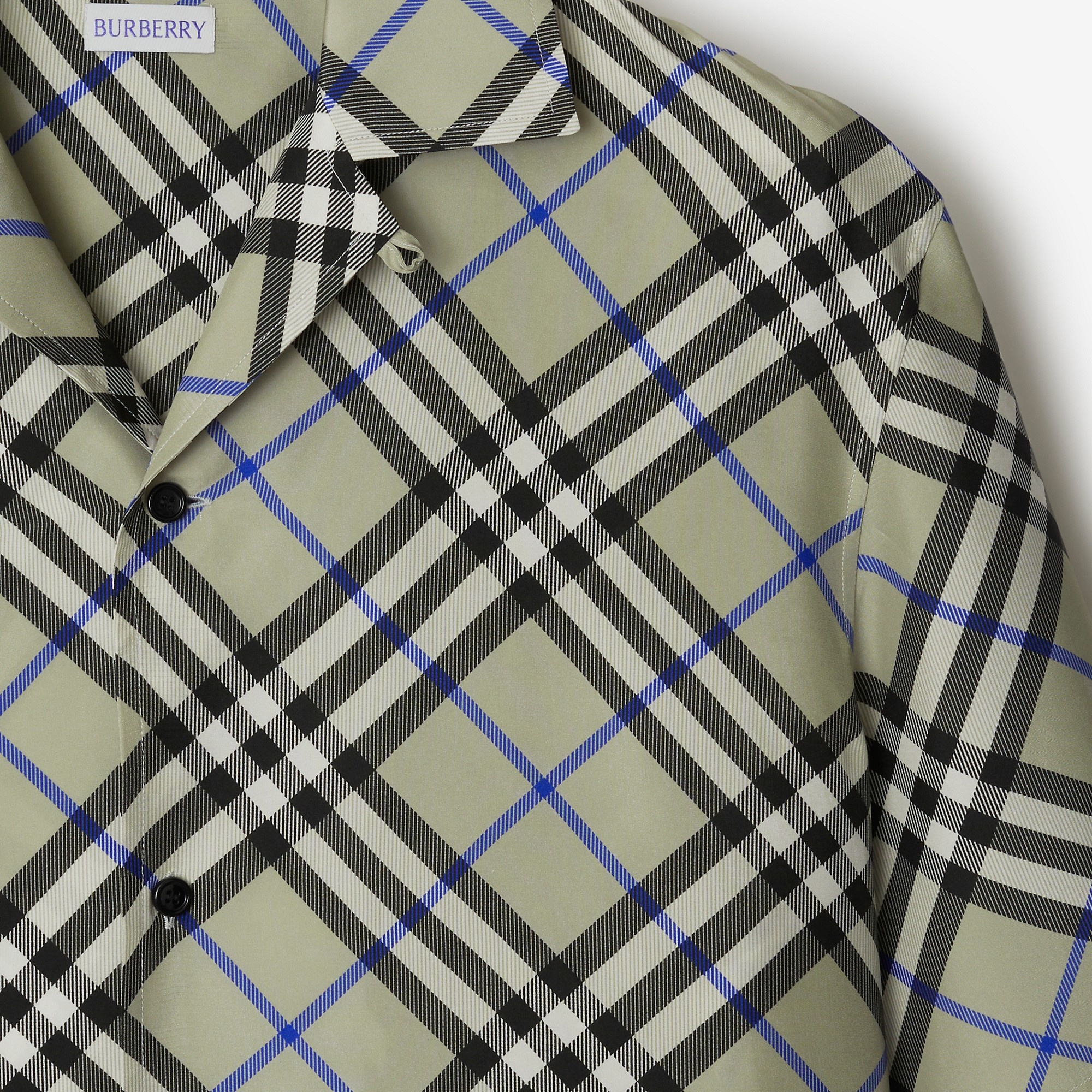Oversized Check Silk Shirt - 6