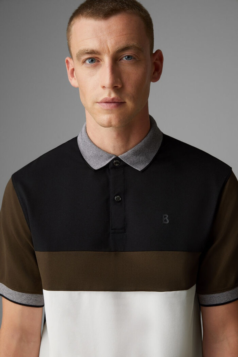 Wisco Piqué polo shirt in Black/Brown 4
