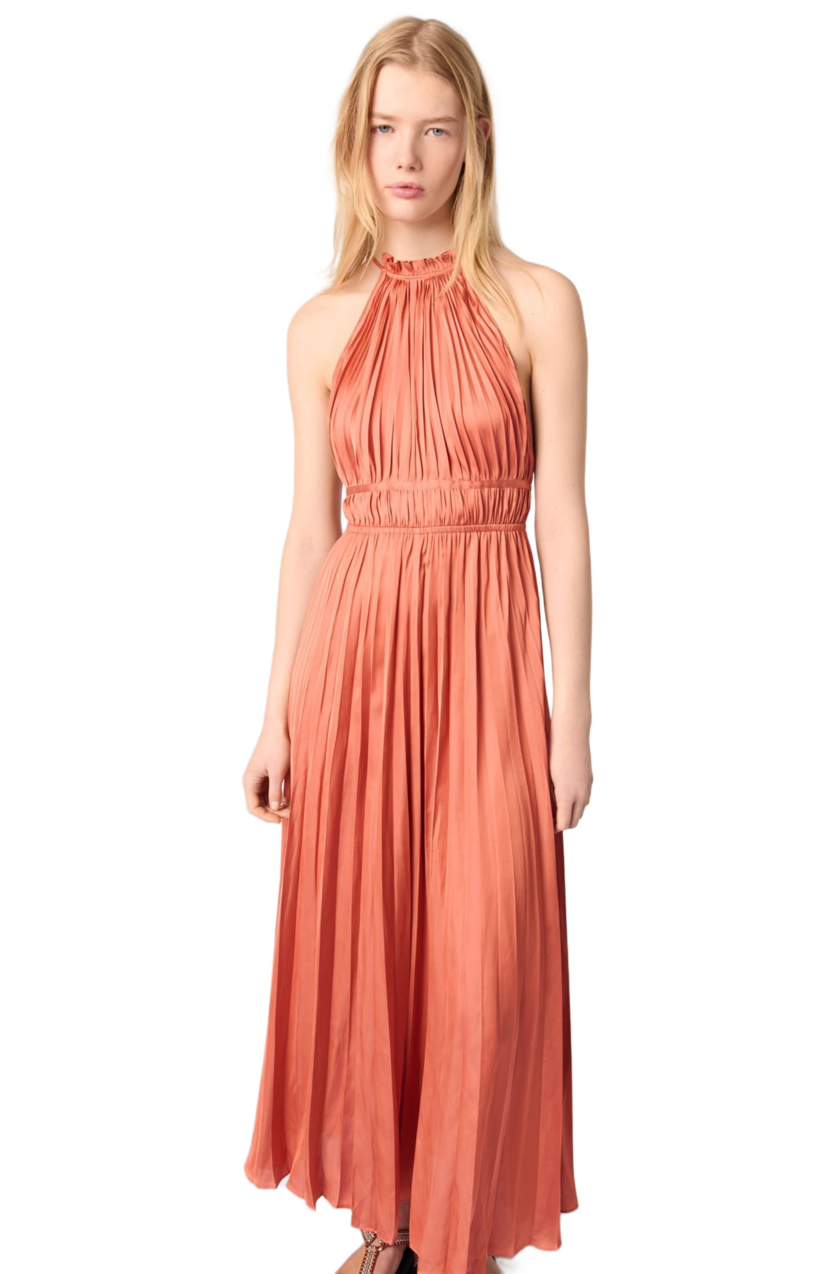 maje Pleated maxi dress in Terracota at Nordstrom - 5