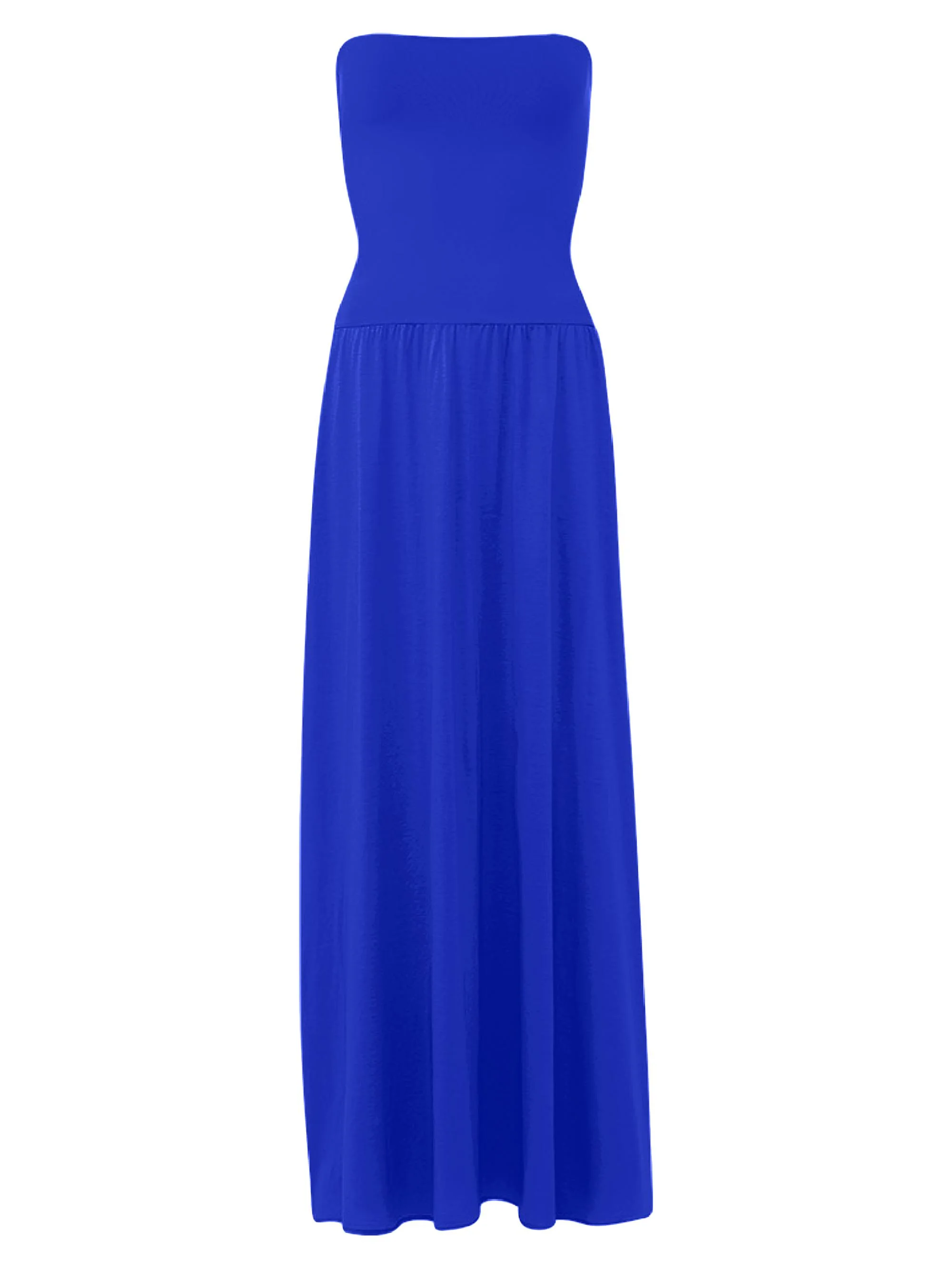 Women's Ankara Cotton Strapless Maxi Dress - Indigo - 1
