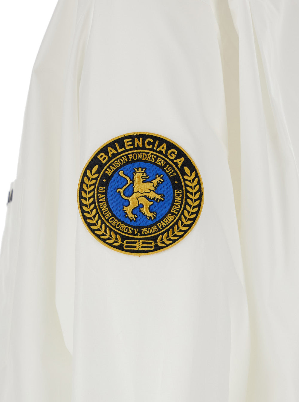 Balenciaga Men White Shirt With Logo Lettering On The Front And Logo Patch On The Sleeve In Cotton M - 4