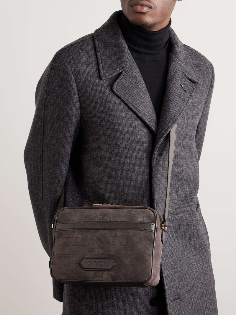 TOM FORD Croc-Effect Nubuck and Full-Grain Leather Messenger Bag outlook