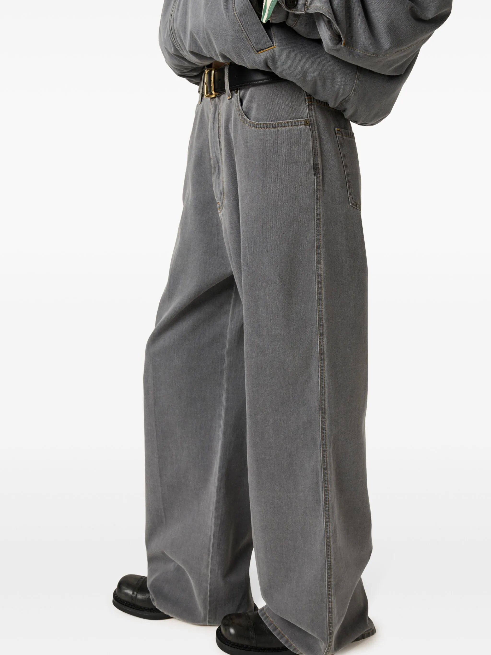 logo-embroidered wide-leg jeans - 3