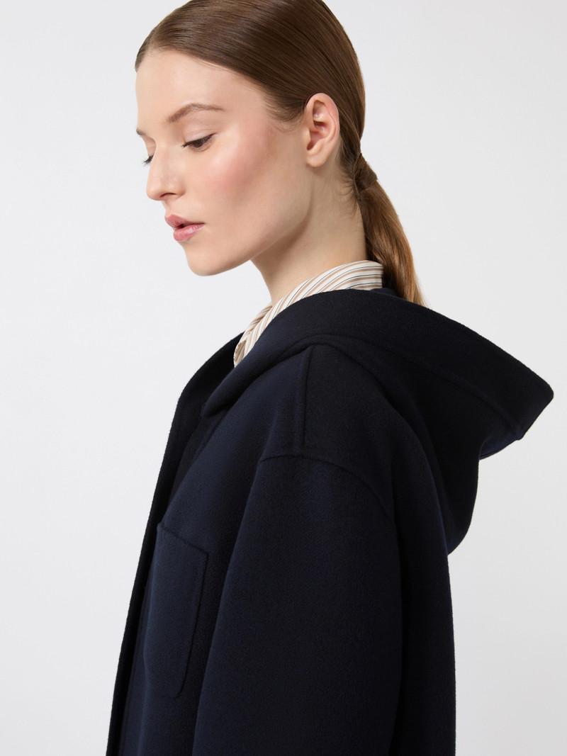 PAGLIE Cashmere, wool and silk hooded coat - NAVY 5
