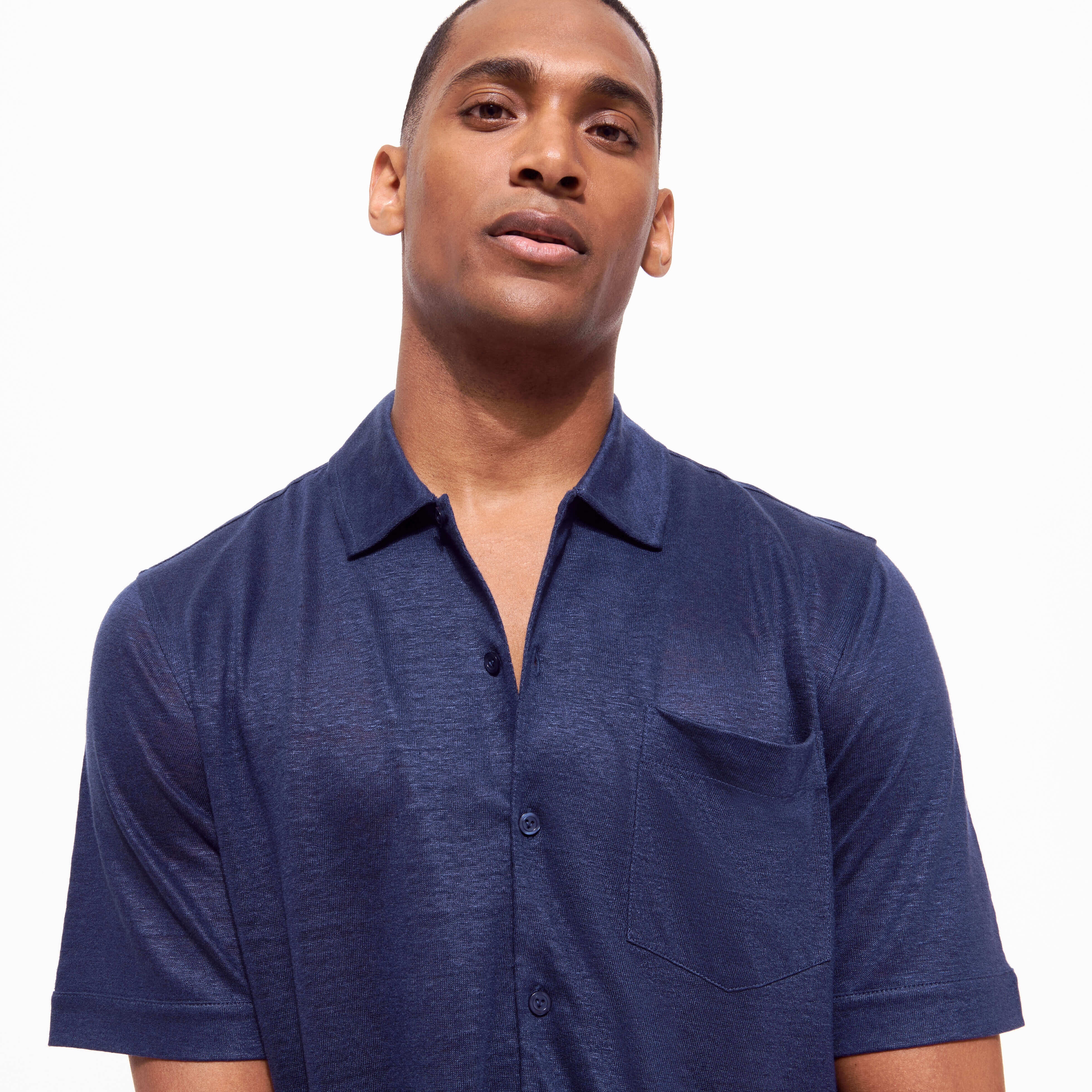 Unisex Linen Bowling Shirt Solid - 7