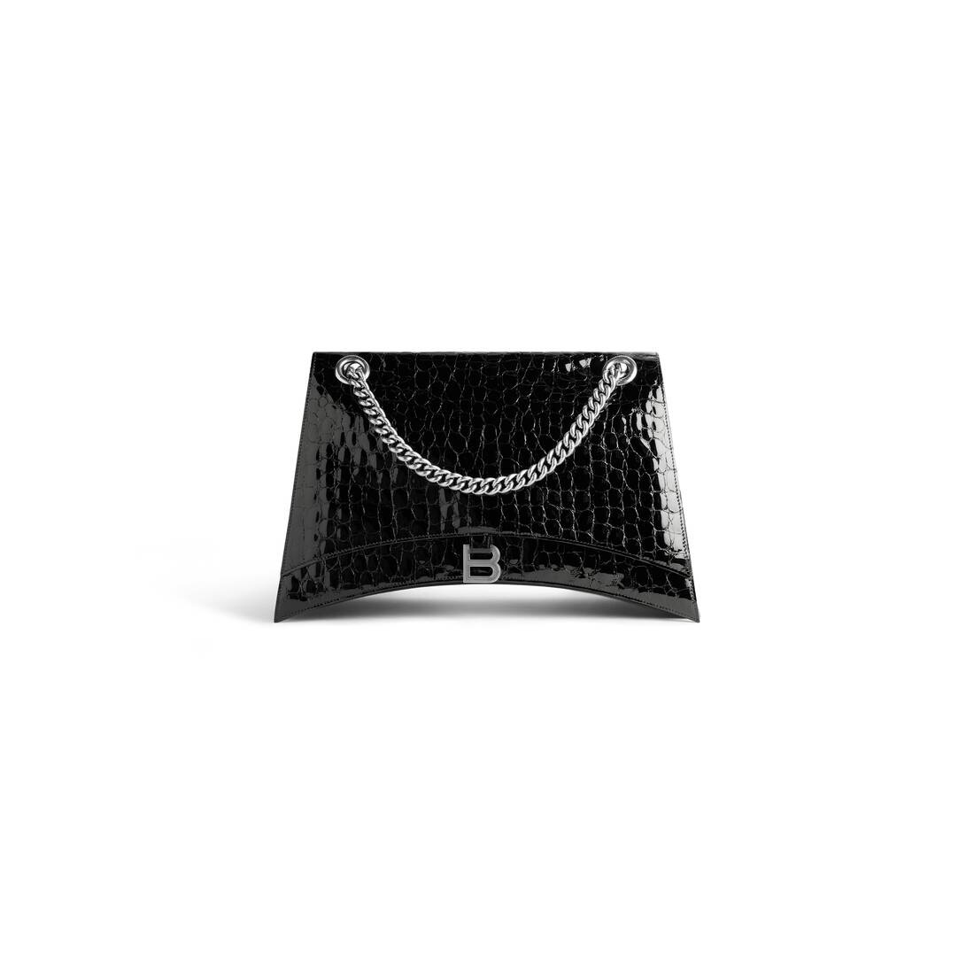 Women's Crush Large Chain Bag Crocodile Embossed in Black - 8