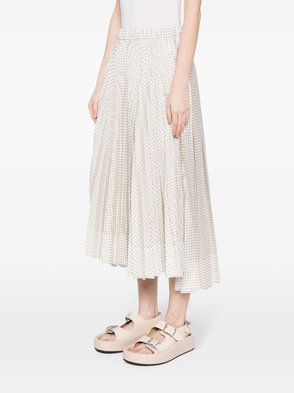 grid-pattern taffeta midi skirt - 3