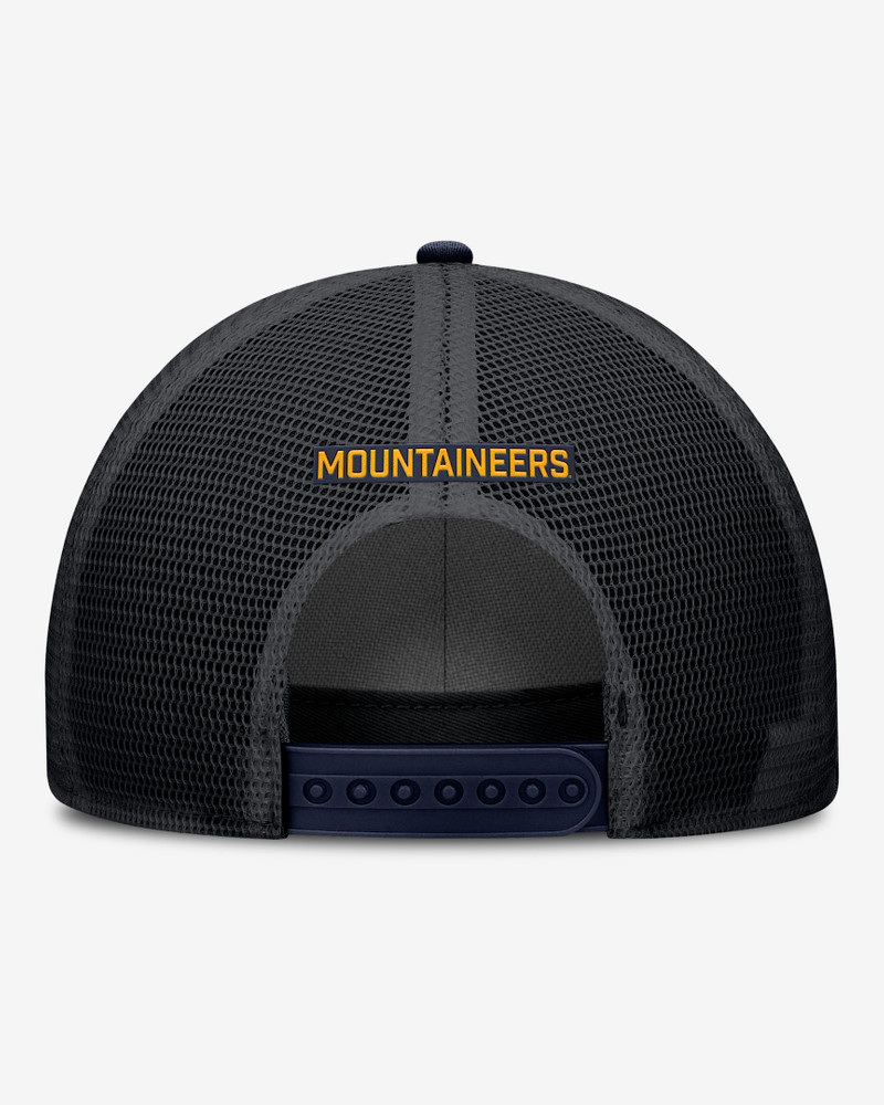 Nike West Virginia Primetime Rise Men's Nike College Trucker Adjustable Hat outlook