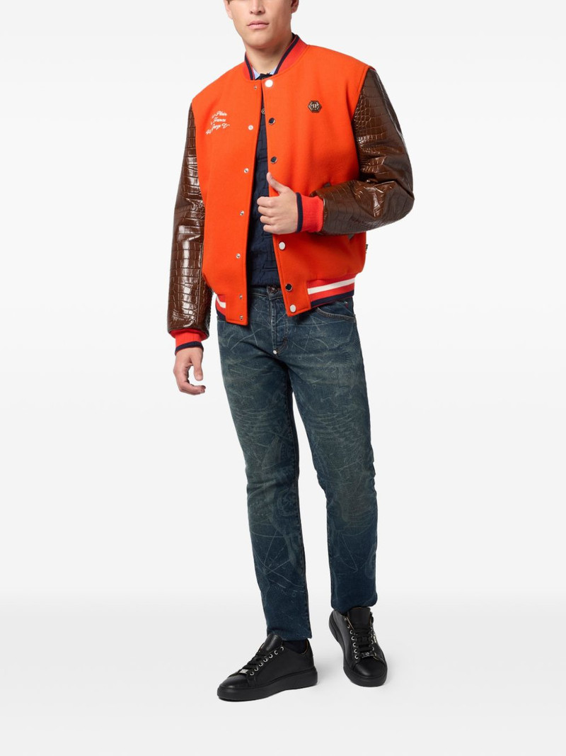 PHILIPP PLEIN logo-detail bomber jacket outlook