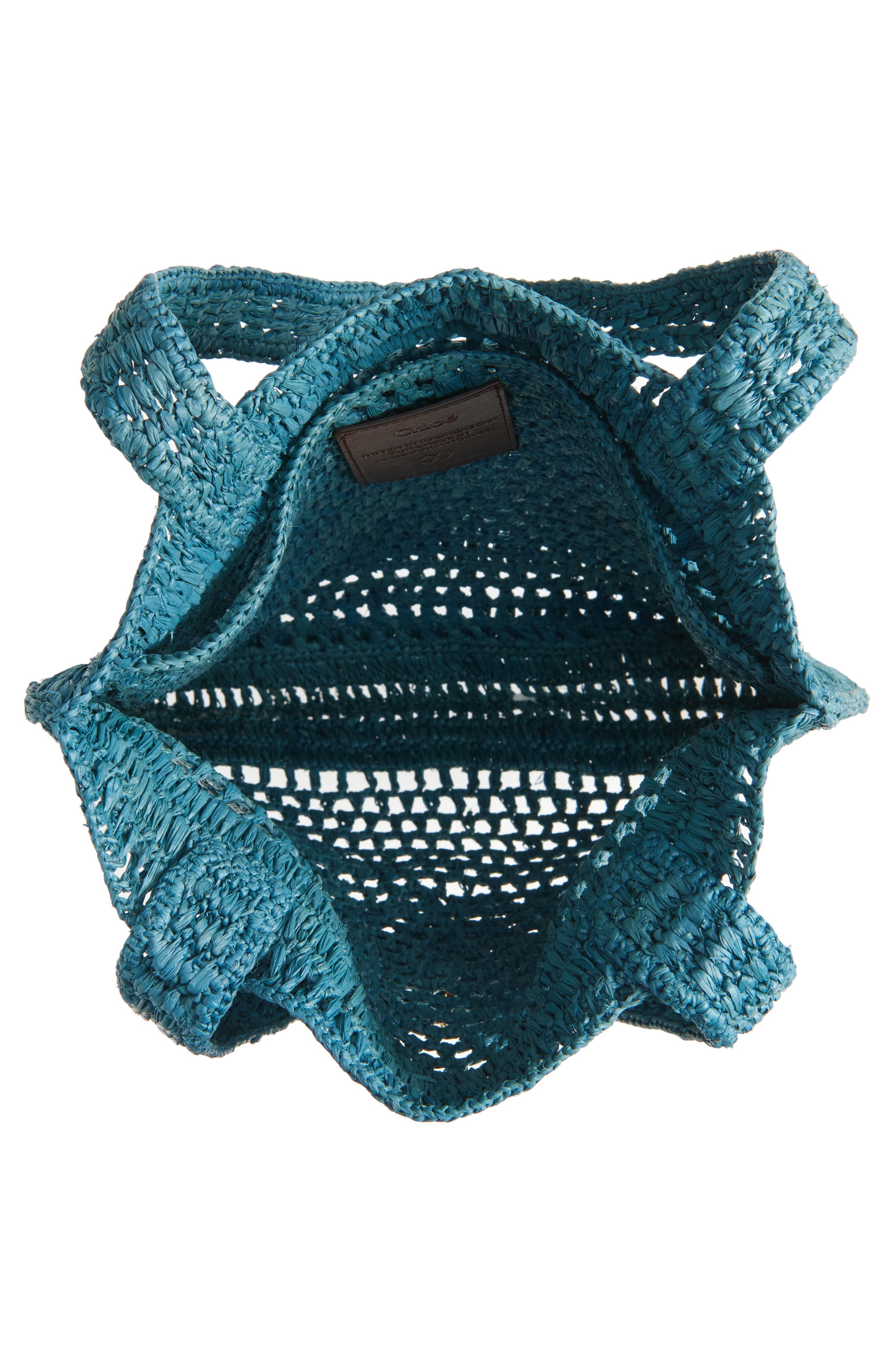 Chloé Summer Banana Crochet Raffia Tote Bag in Stormy Sea at Nordstrom - 5