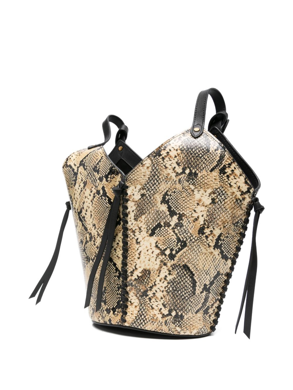 snakeskin-print drawstring tote bag - 3