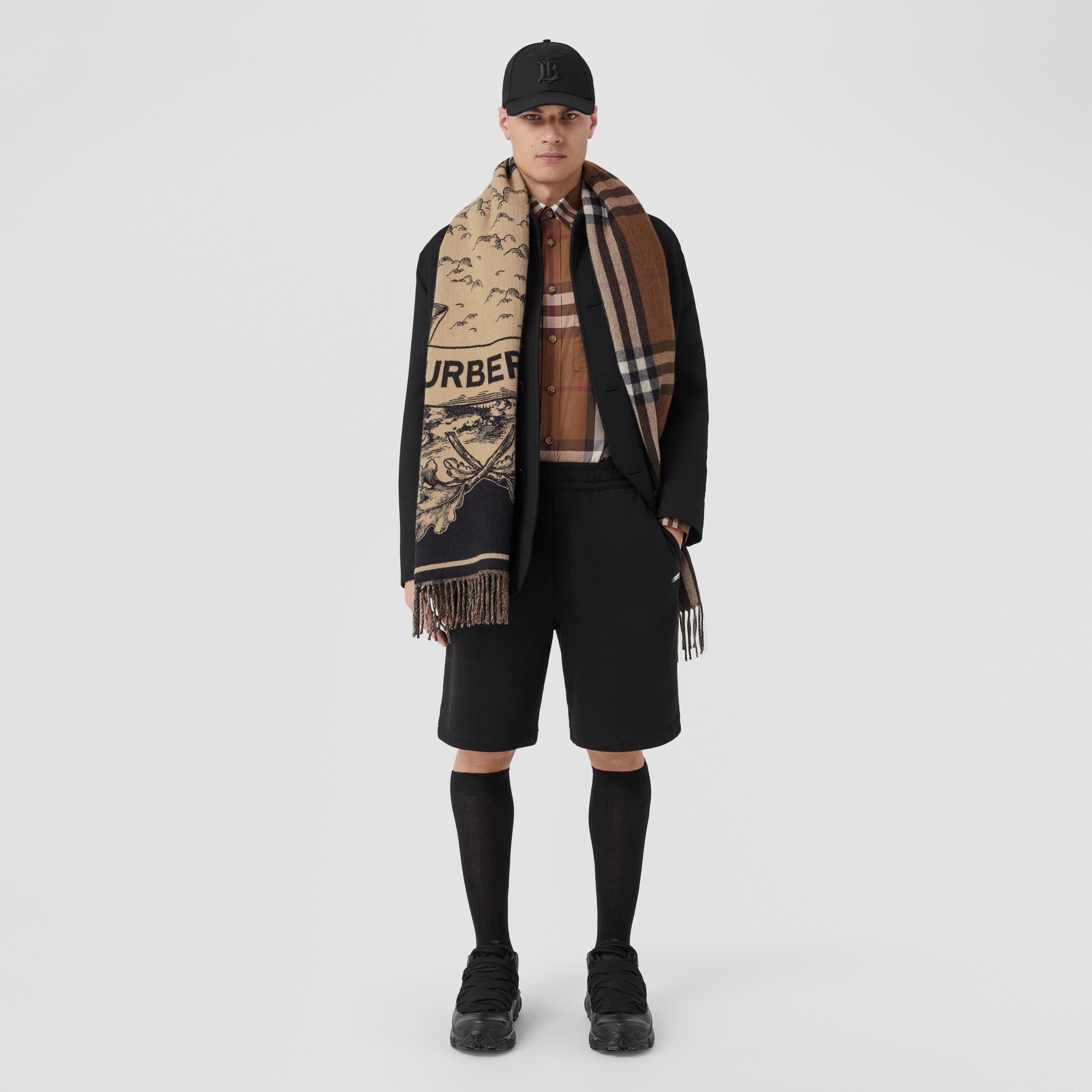 Reversible Check and EKD Cashmere Jacquard Scarf - 8