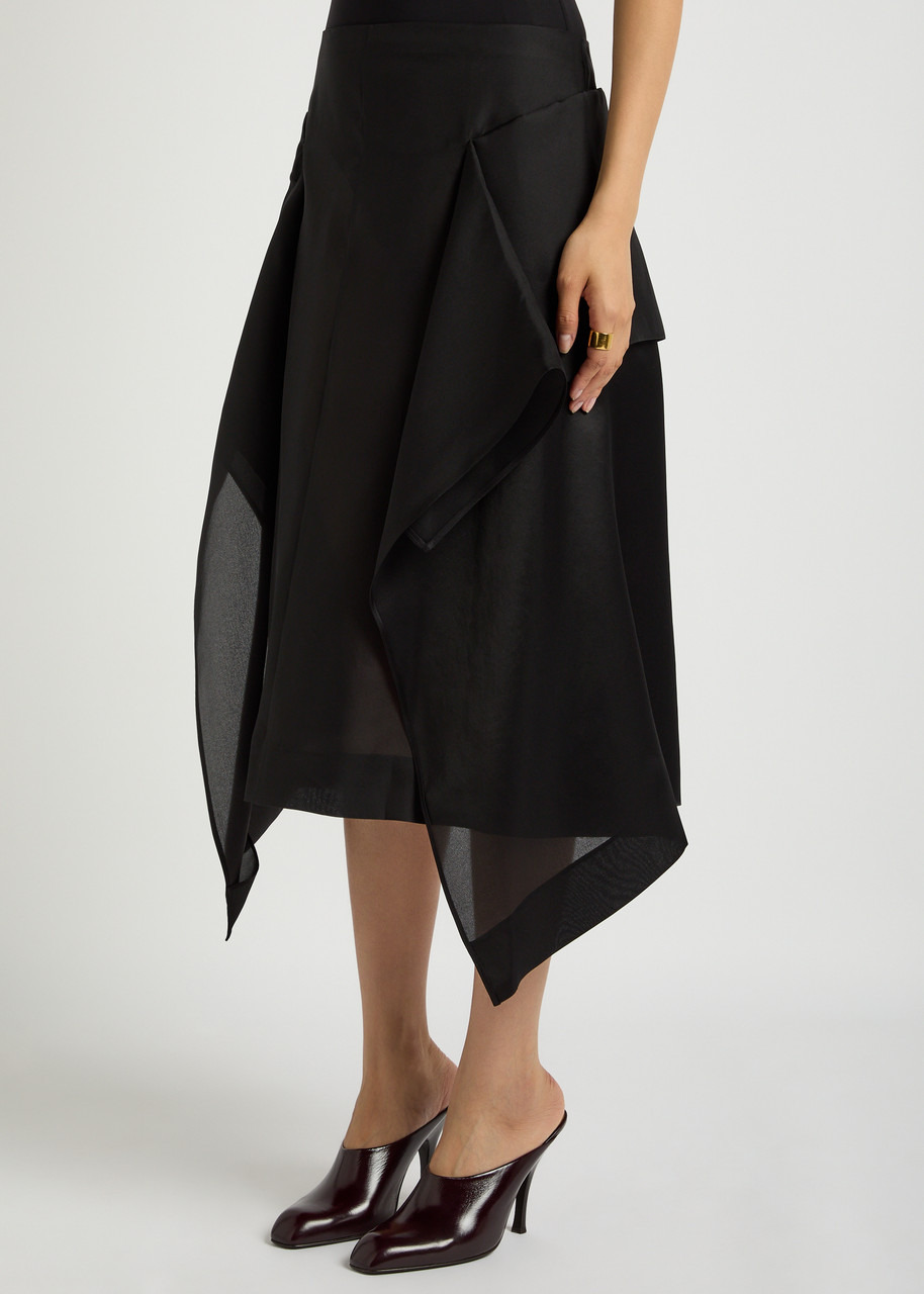 Khaite Nina Draped Silk-organza Midi Skirt - 2