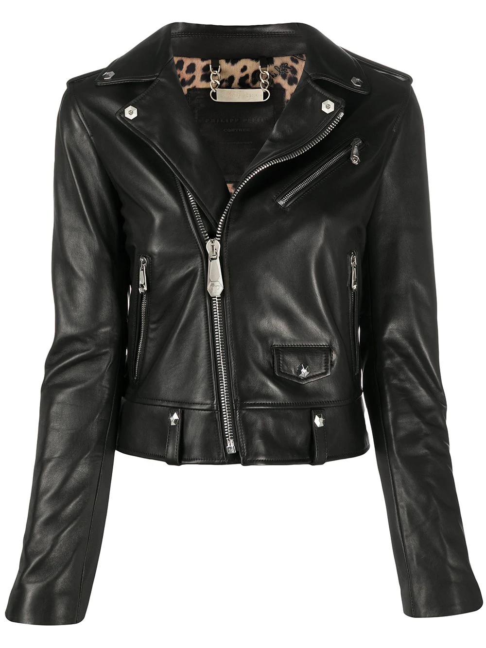 zipped biker jacket - 1