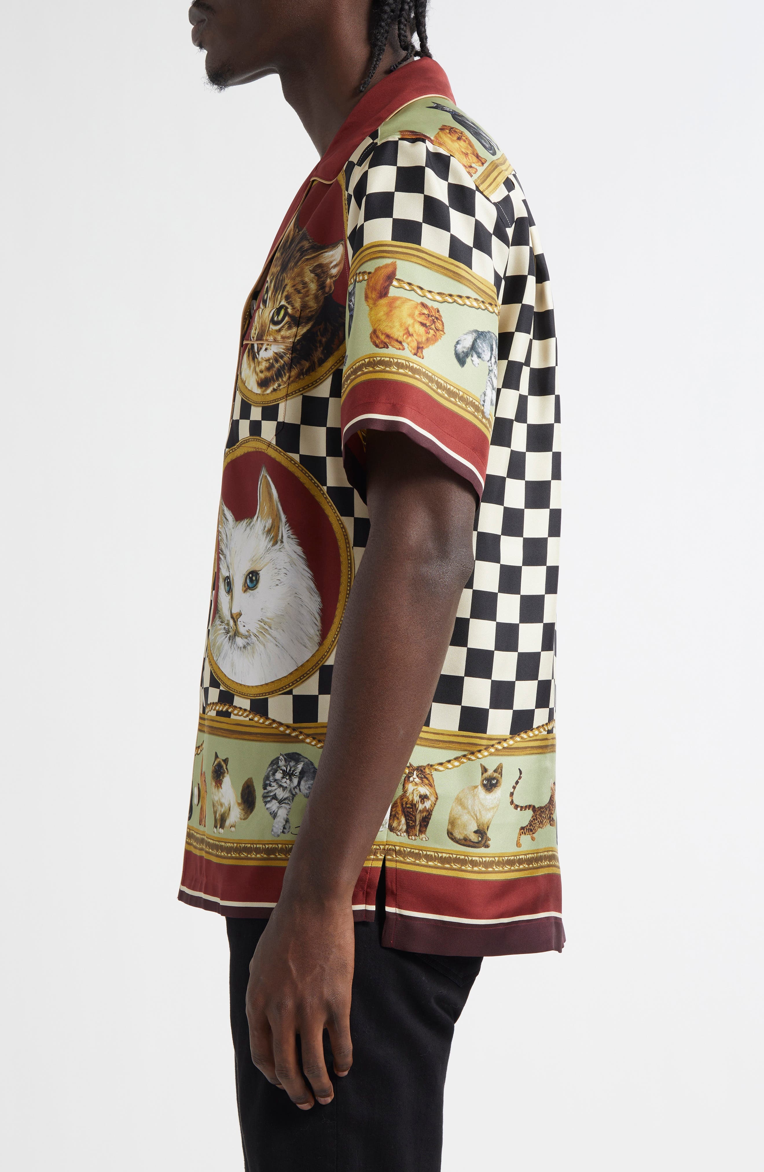 Dolce&Gabbana Cat Print Silk Camp Shirt in Gatti at Nordstrom - 4