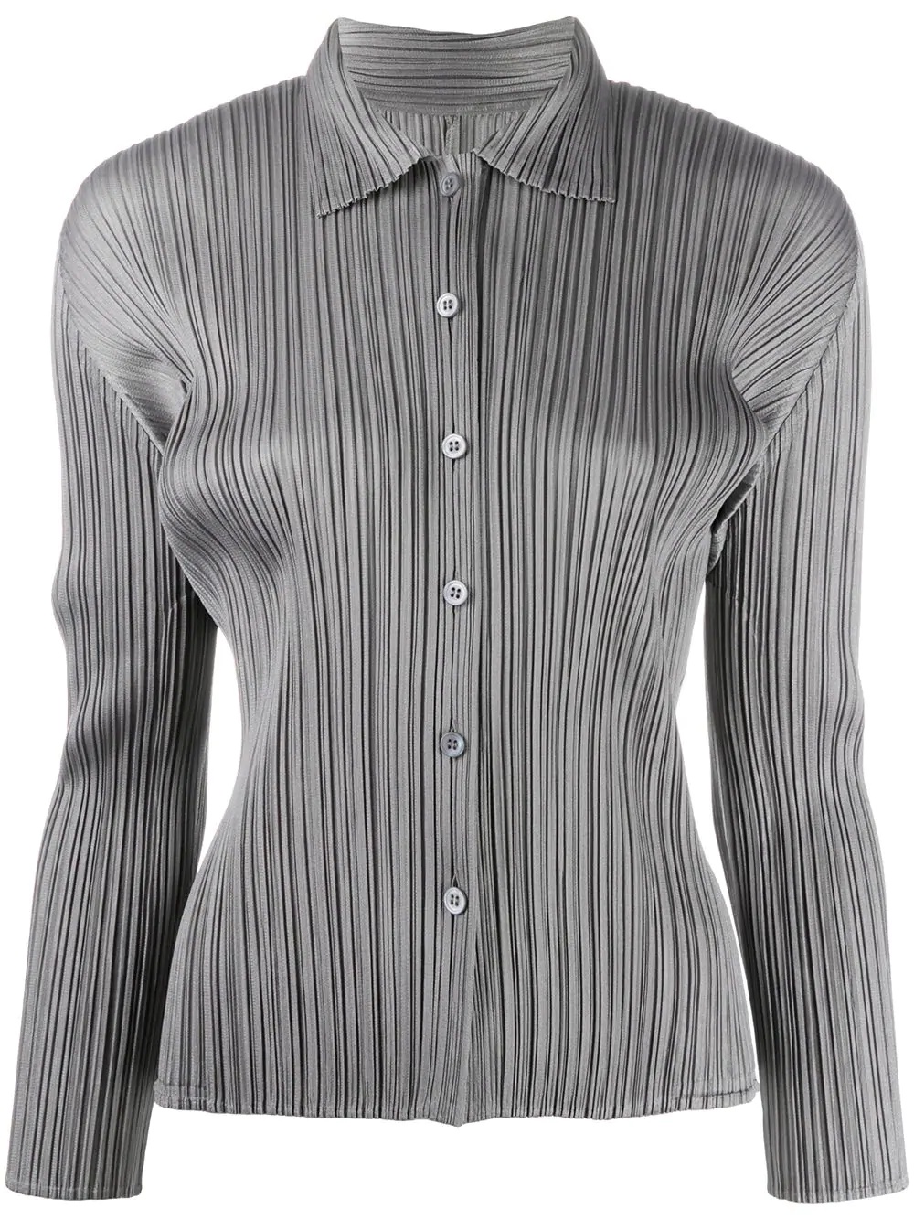 spread collar pleated shirt  - 1