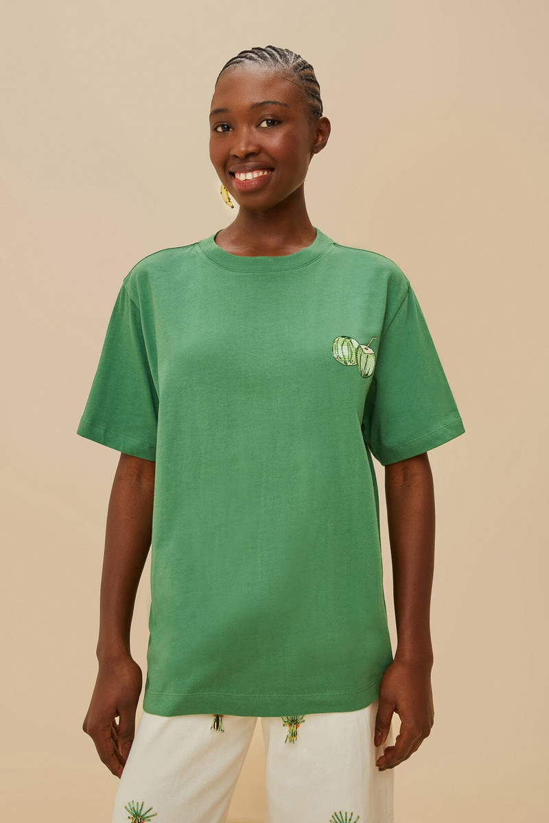 Green Tropical Coconut Organic Cotton Relaxed T-Shirt 4