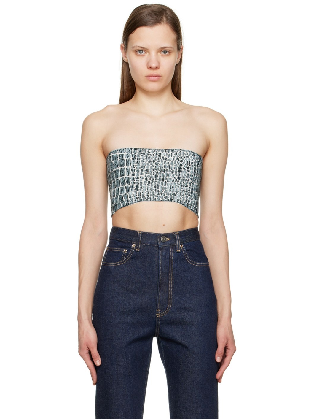 Blue Graphic Tube Top - 1