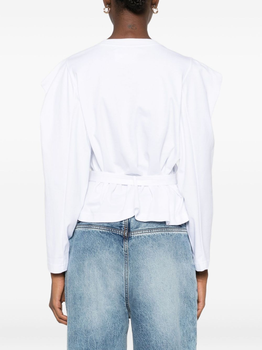 printed belted blouse - 4