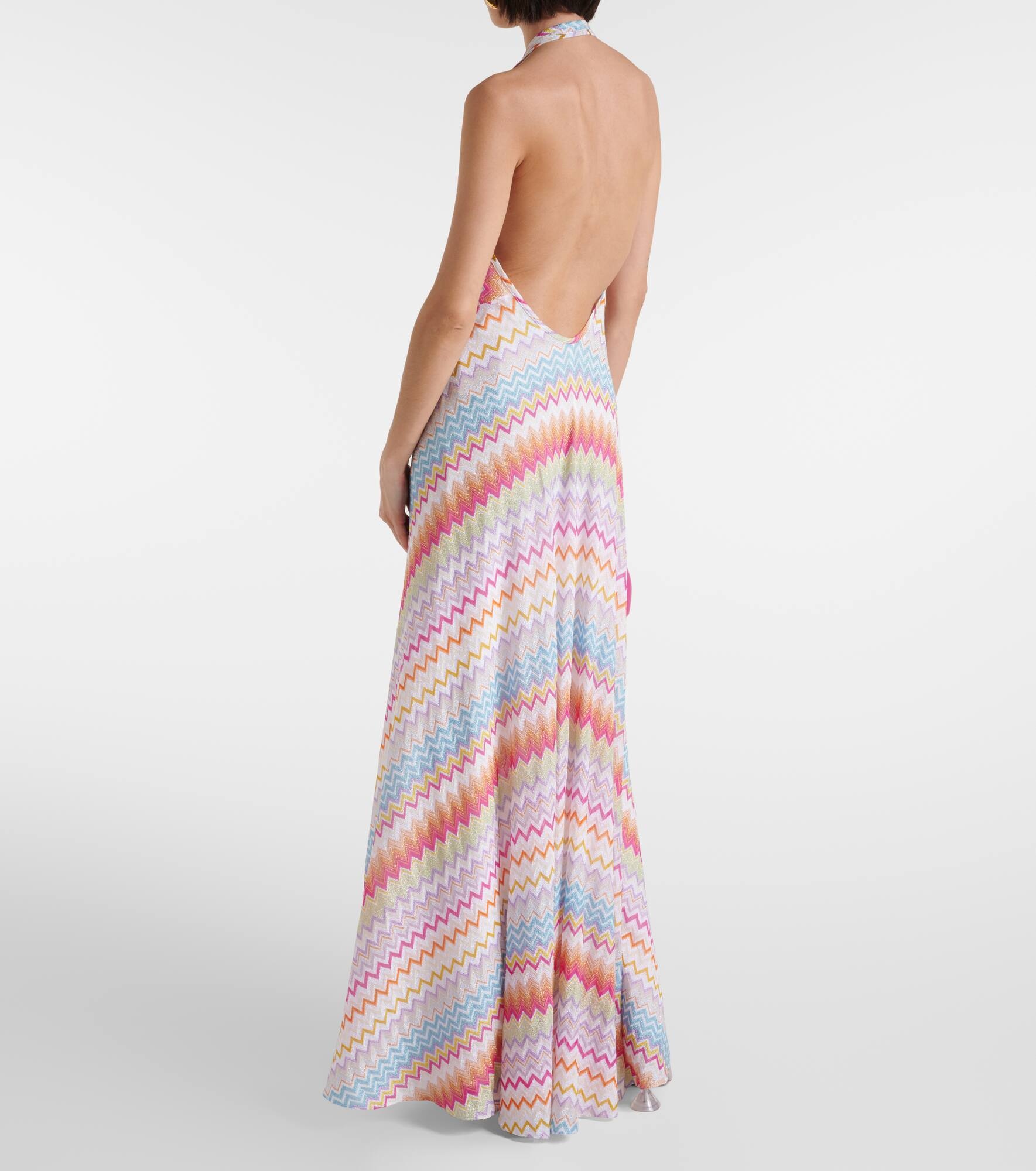 Zig Zag halterneck lamé maxi dress - 3