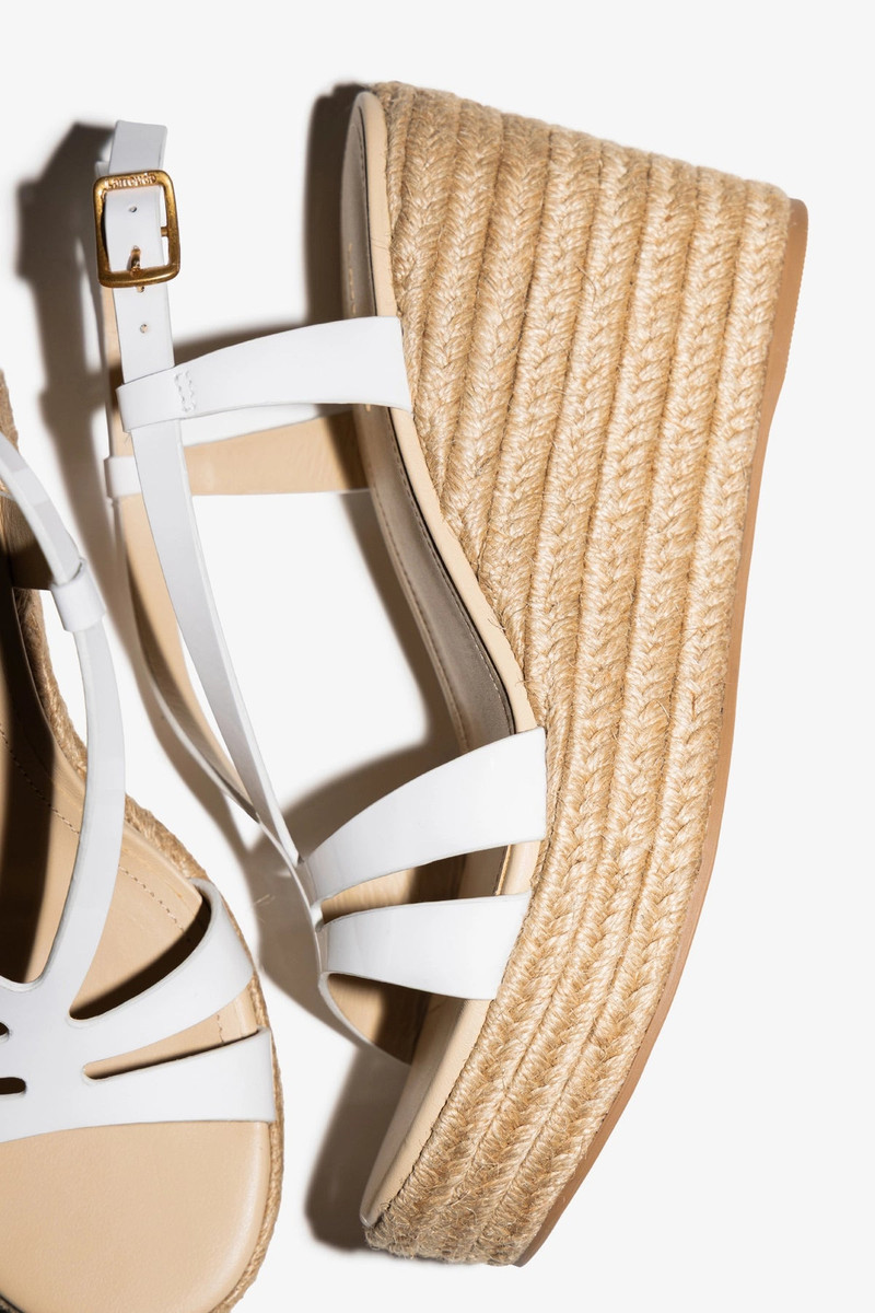 Larroudé Daphne Espadrille Sandal White Patent Leather outlook