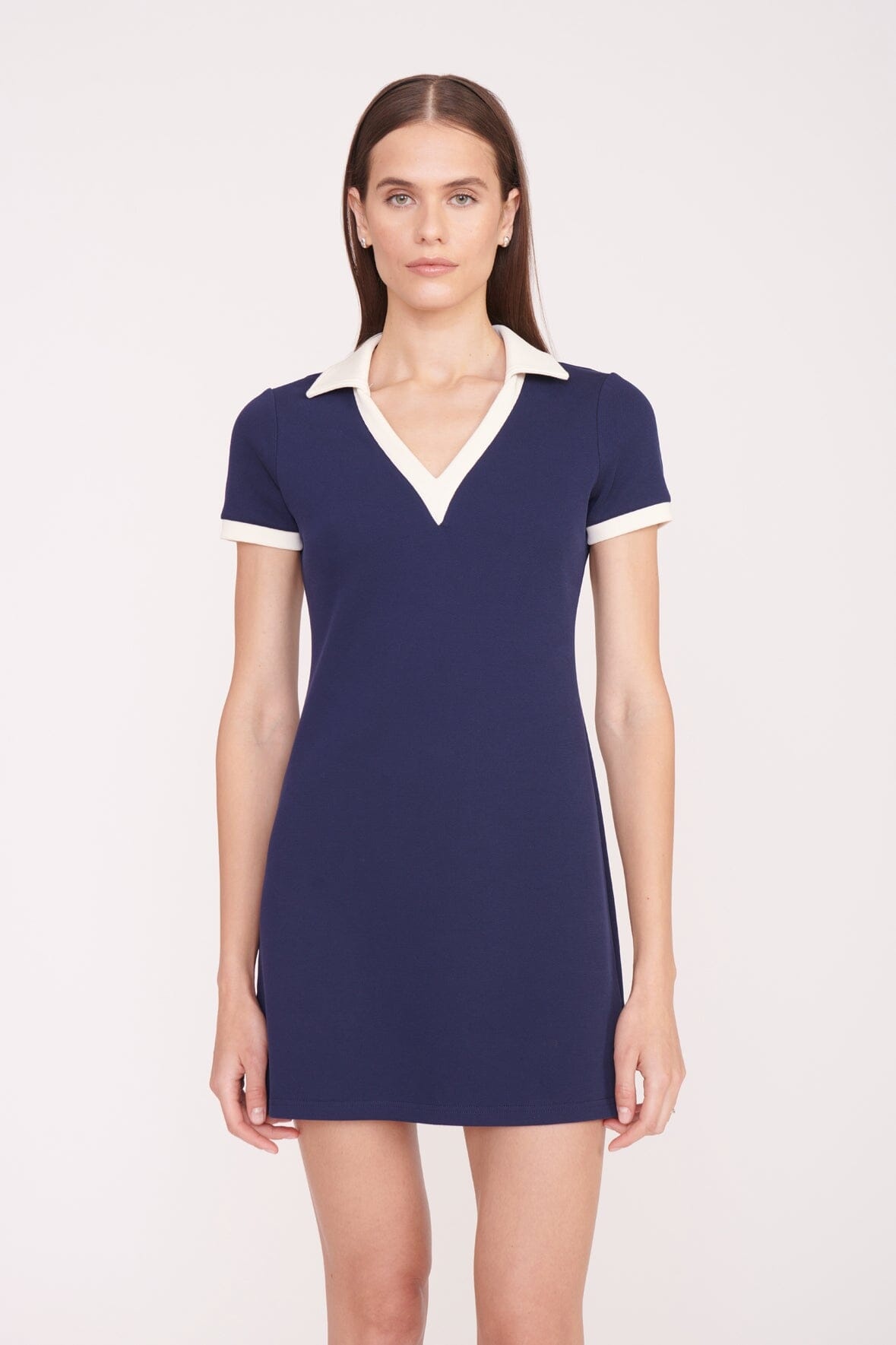 STAUD VOLLEY DRESS NAVY IVORY - 4