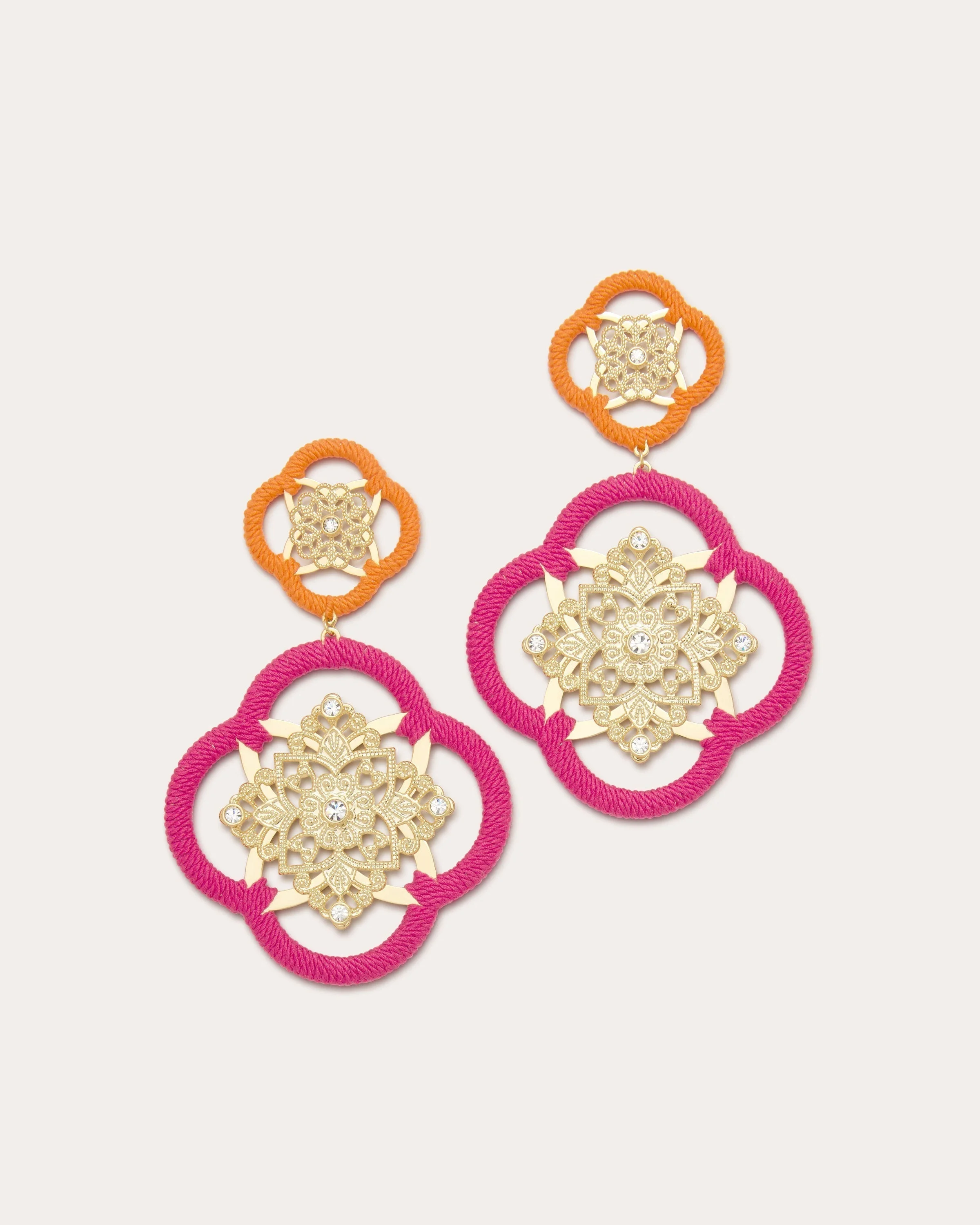 Anya Medallion Drop Earrings | FIESTA PINK - 1