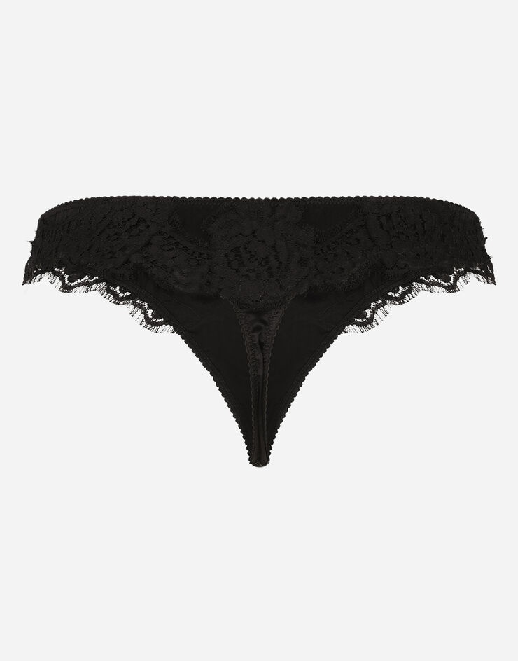 Satin thong with lace - 3