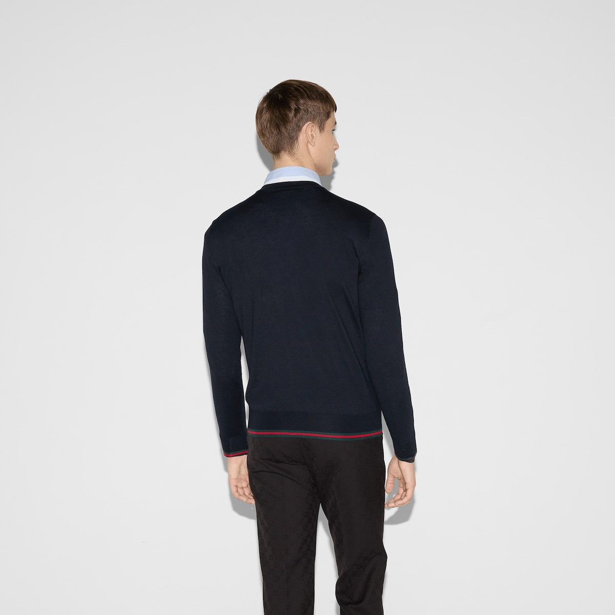 Wool knit sweater with Web - 4