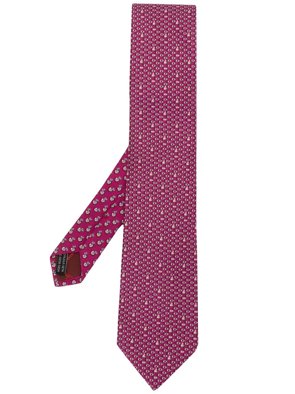 geometric print silk tie - 1