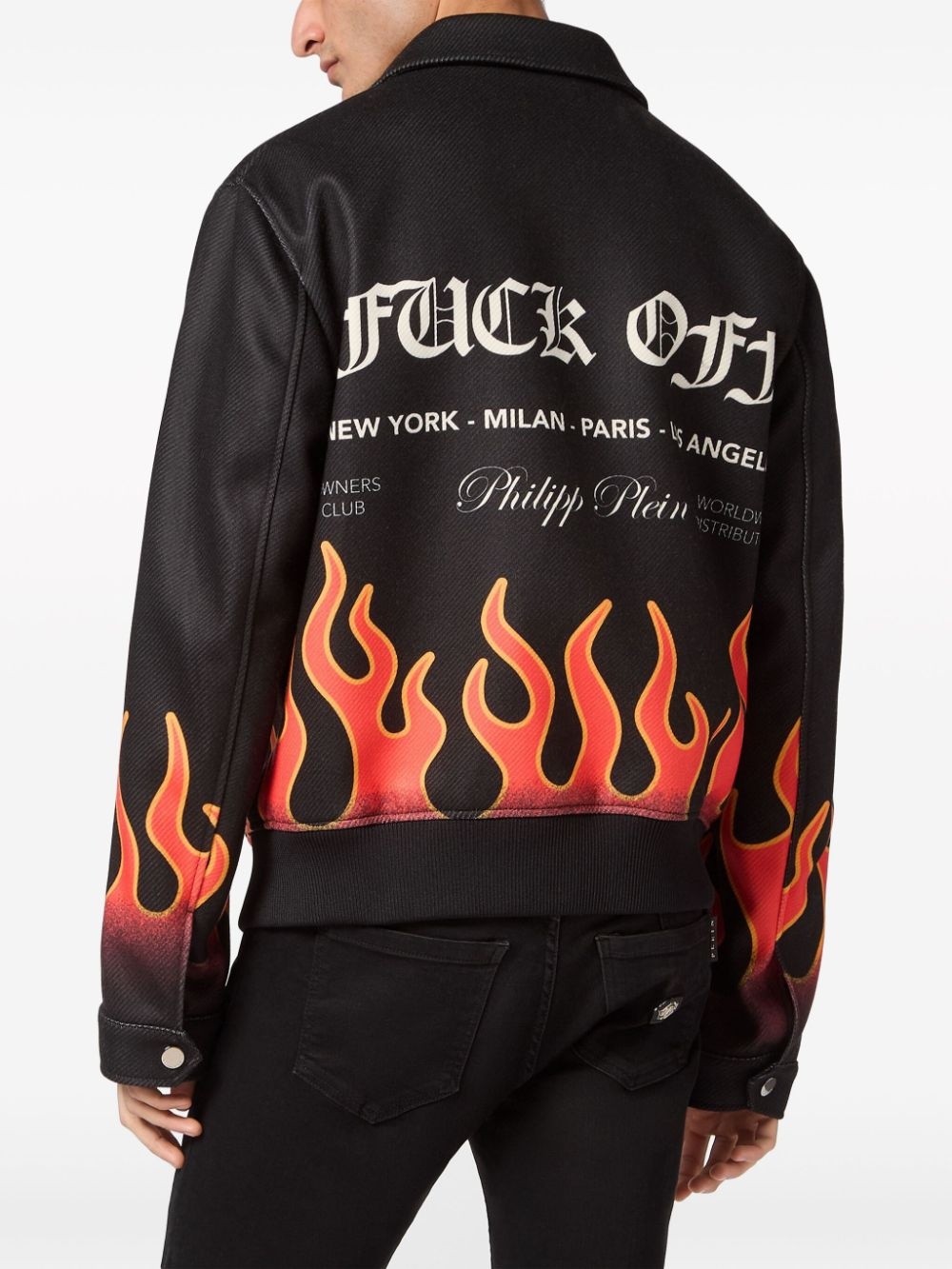 Flame-print bomber jacket - 3