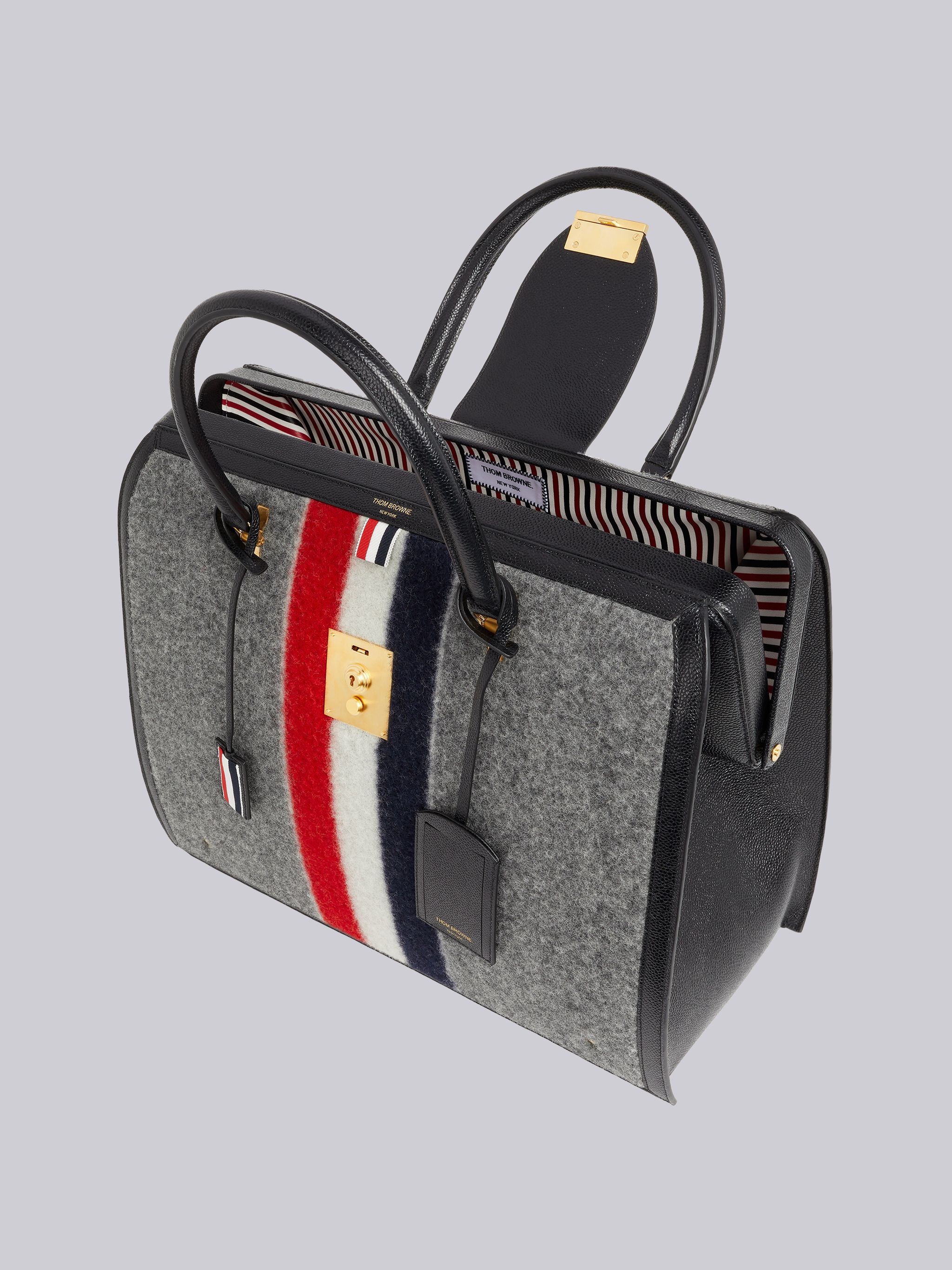 Medium Grey Boiled Wool Stripe Mr. Thom Bag - 5