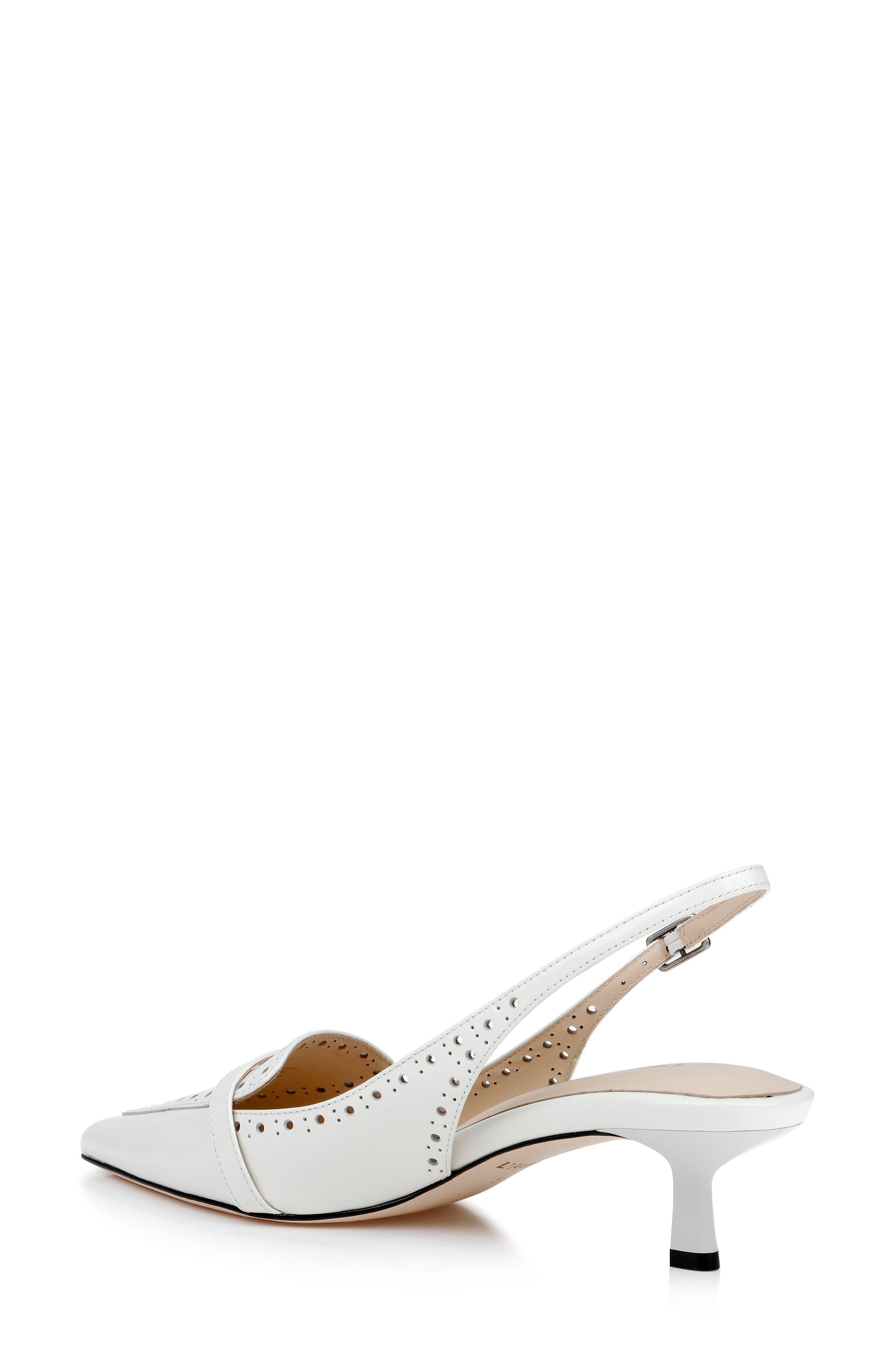 L'AGENCE Lourdes Slingback Pointed Toe Kitten Heel Pump in Pearl Leather at Nordstrom - 2