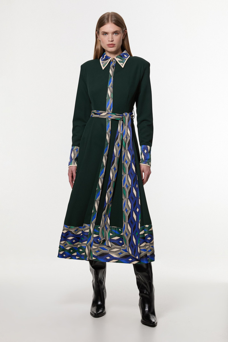Amelia Graham Printed Twill Border Print Maxi Dress 1