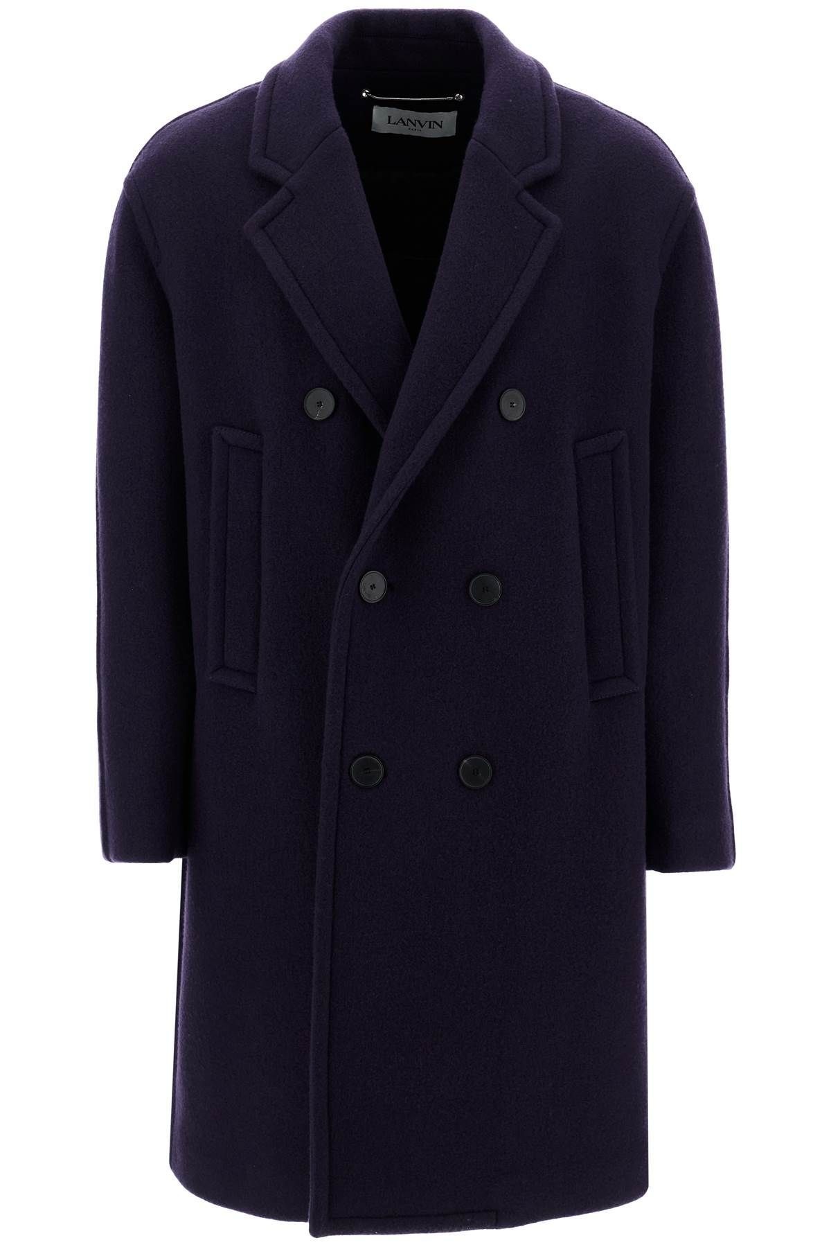 DOUBLE-BREASTED HEAVY WOOL COAT - 1