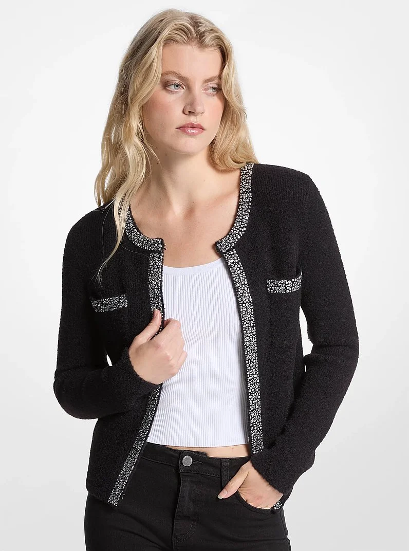 Embellished Nylon Blend Cardigan - 1
