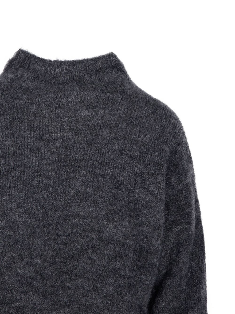 mock-neck fluffy knit sweater - 3