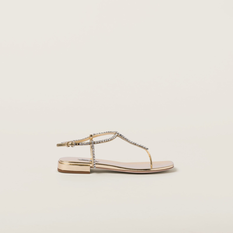 Miu Miu Metallic leather thong sandals outlook
